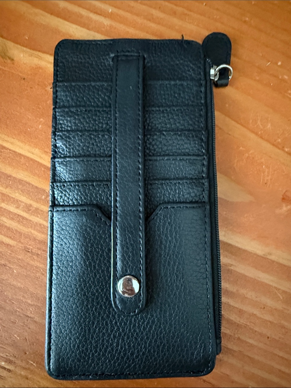mundi Black Leather Zip Card Wallet